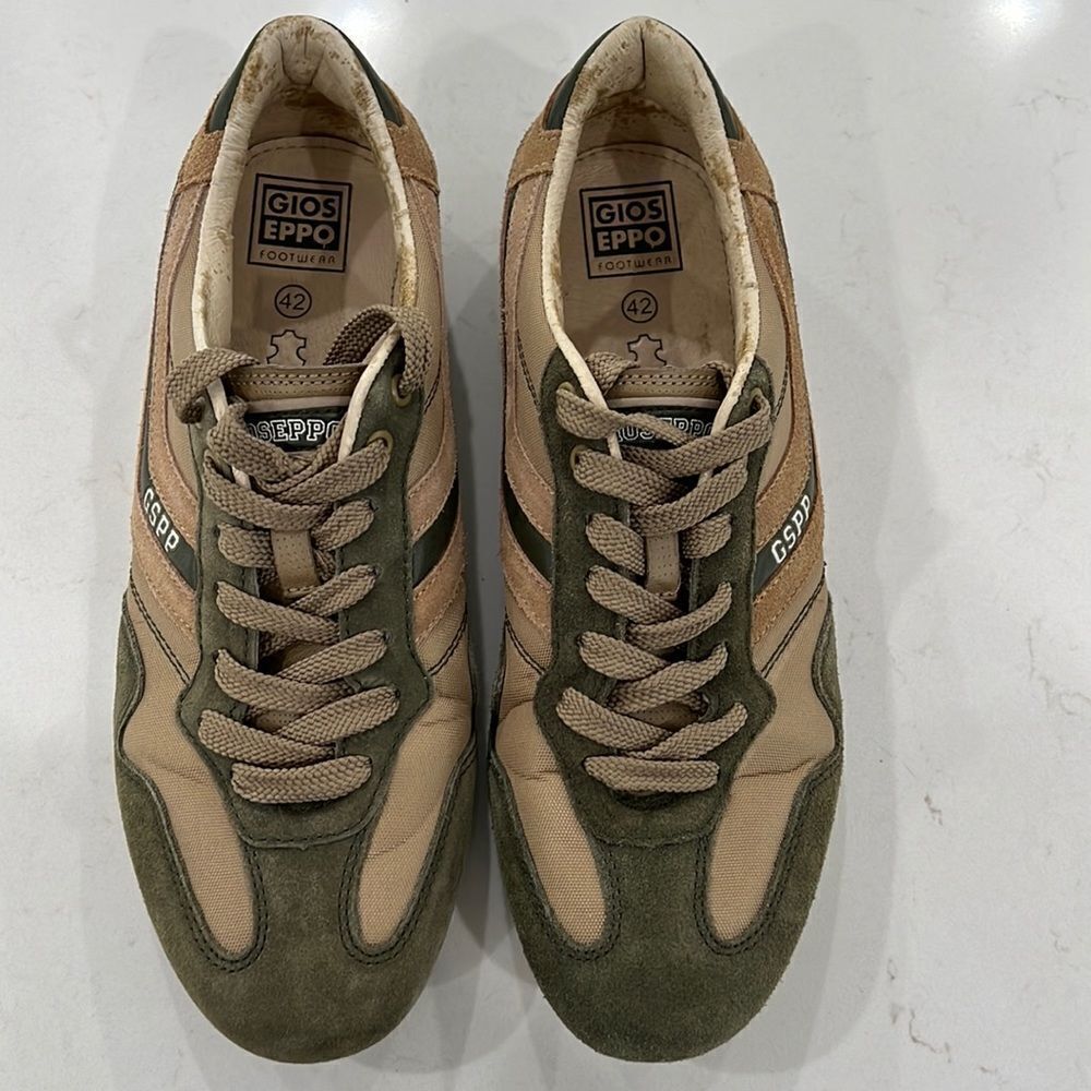 GIOS EPPO Men’s Sneakers Olive Tan Italy size 42